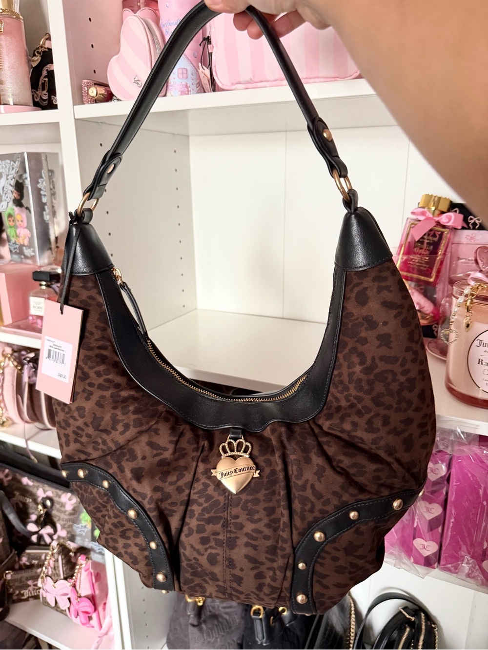 Juicy Couture “Retro Glam” Brown Leopard-Print Shoulder Bag